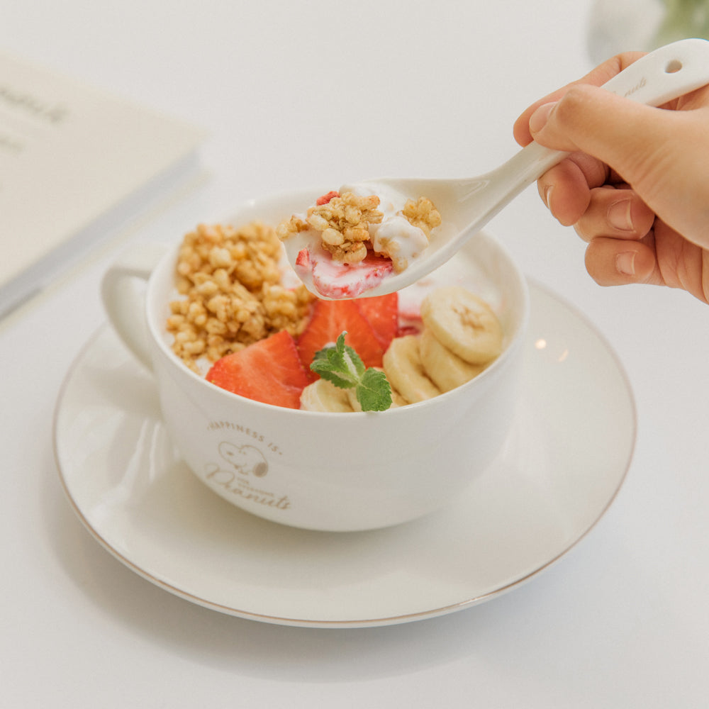 Snoopy Peanuts 史努比 陶瓷餐具三件組（湯碗/湯匙/點心盤）