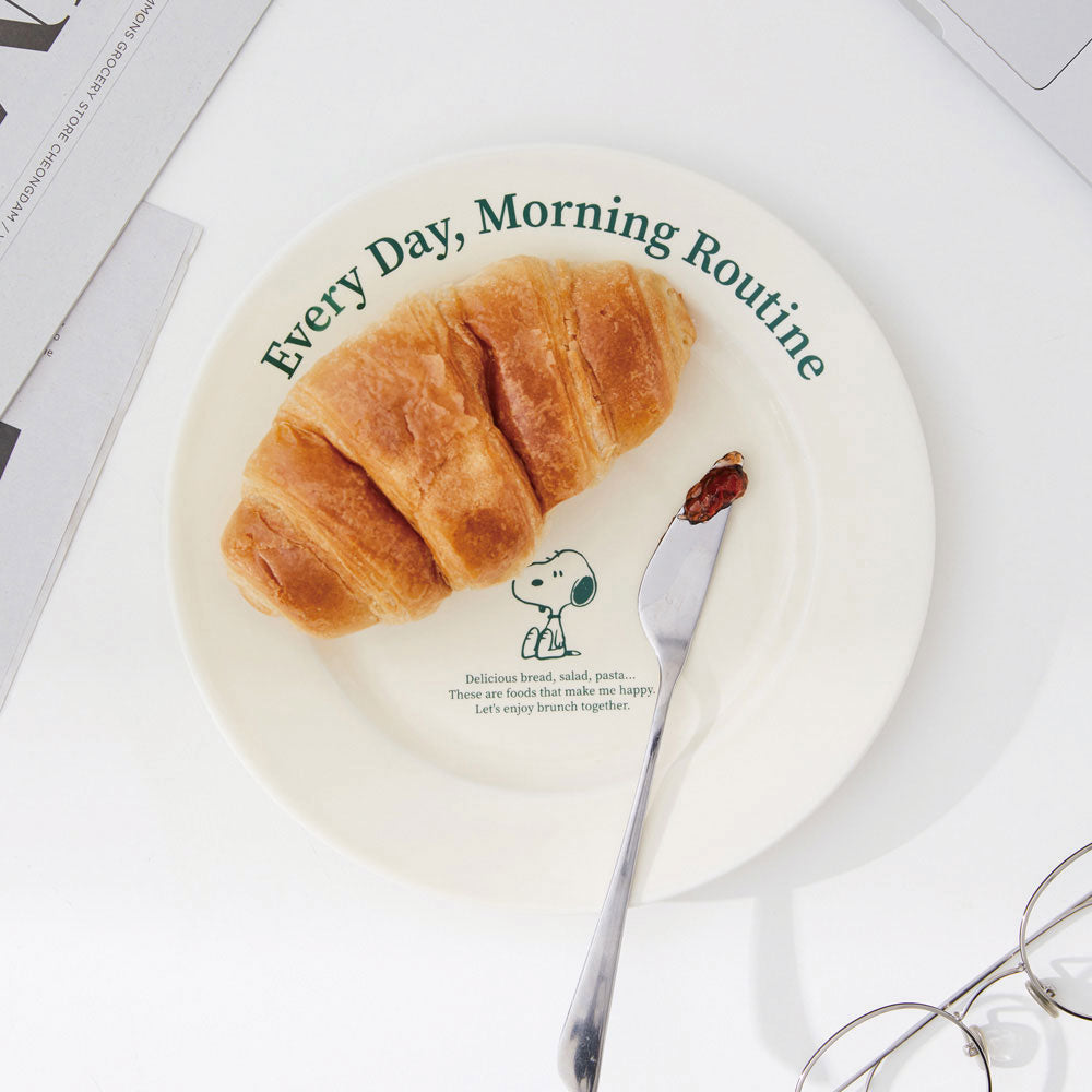 Snoopy Peanuts MorningRoutine 圓形陶瓷盤