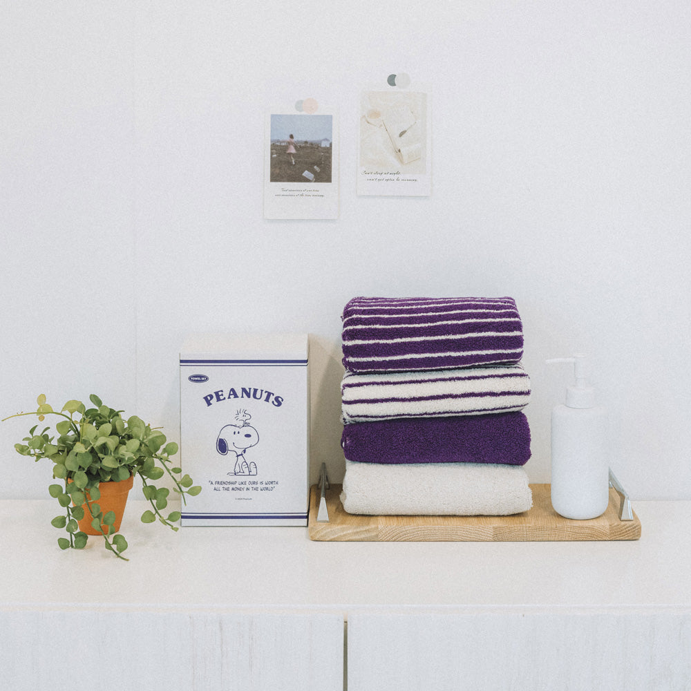 Snoopy Everpurple 4P純棉毛巾組