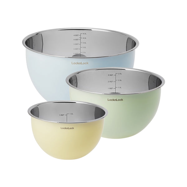 韓國 locknlock 彩色不鏽鋼攪拌碗（一套三件）