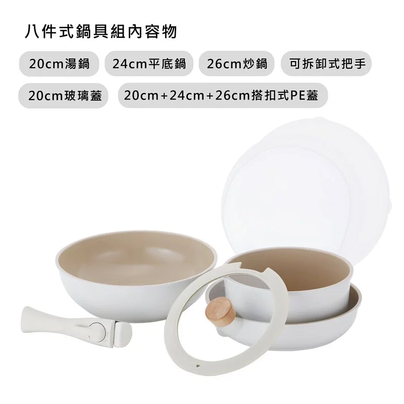 Neoflam Midas Plus陶瓷塗層鍋具8件組