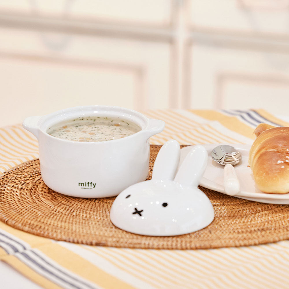 Miffy 陶瓷蒸煮碗 420ml 兔耳造型可微波便當碗