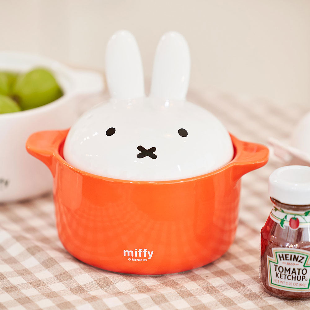 Miffy 陶瓷蒸煮碗 420ml 兔耳造型可微波便當碗
