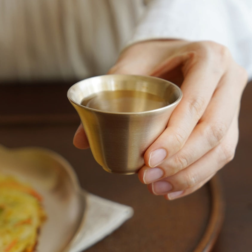 韓國 Notdam 方字鍮器花瓣酒杯 2件組｜優雅造型鍮器酒杯