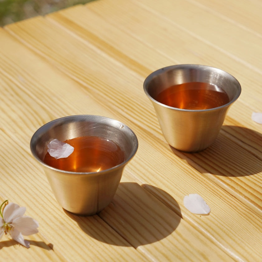 韓國 Notdam 方字鍮器花瓣酒杯 2件組｜優雅造型鍮器酒杯