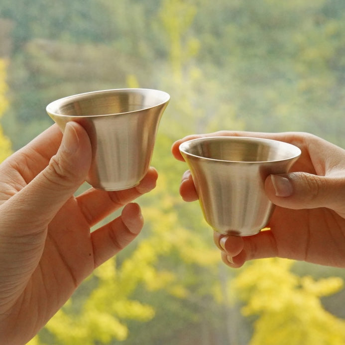 韓國 Notdam 方字鍮器花瓣酒杯 2件組｜優雅造型鍮器酒杯