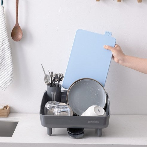 韓國製 PureSell 碗盤瀝水籃 白色及灰色