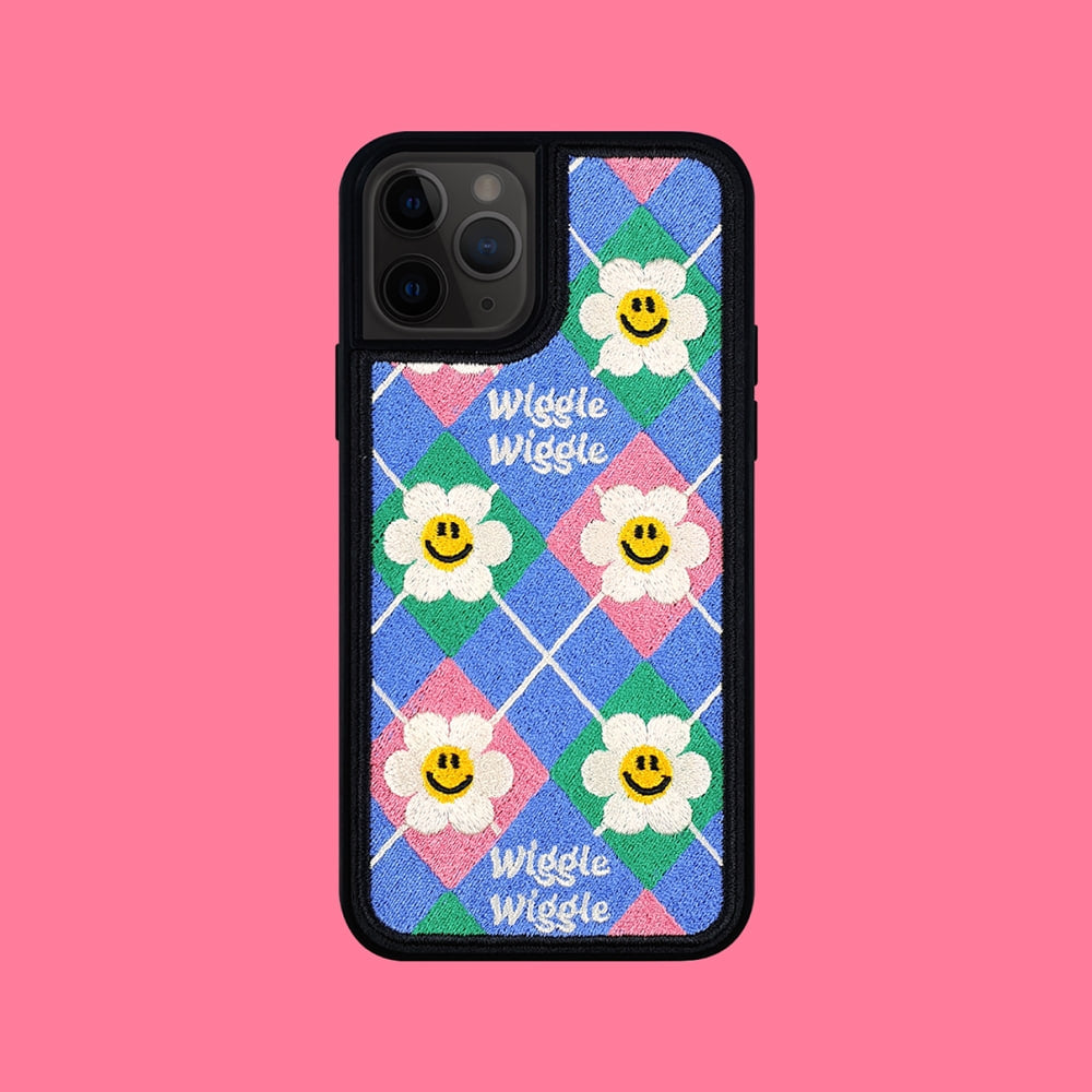 wiggle wiggle 刺繡手機殼 Smile We Love_Argyle（TPU / PC／彩虹微笑／TPU材質）