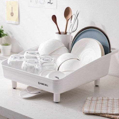 韓國製 PureSell 碗盤瀝水籃 白色及灰色