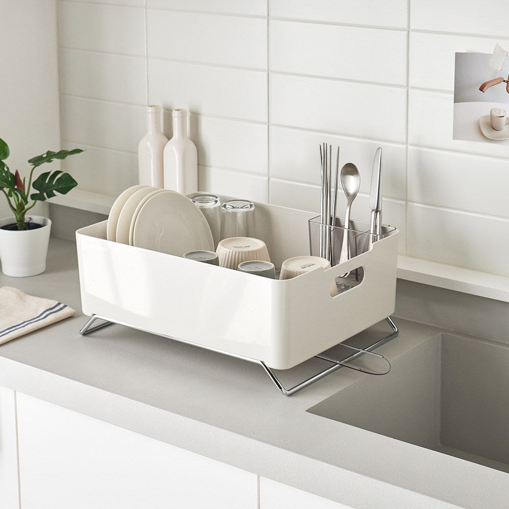 韓國製 Kelia 碗盤瀝水籃 白色