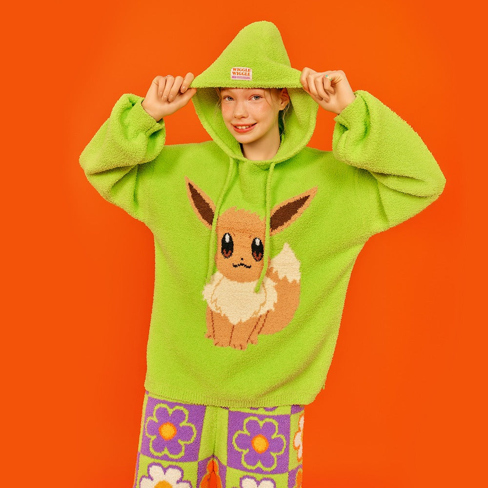 wiggle wiggle Pokémon 連帽睡衣套裝 Eevee（聚酯纖維／可愛圖案／舒適材質）