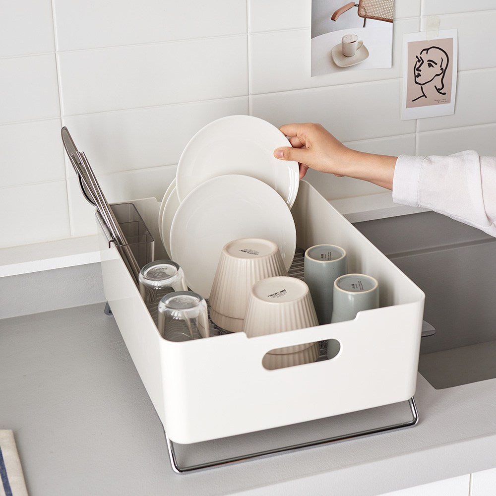 韓國製 Kelia 碗盤瀝水籃 白色