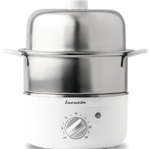 韓國 lacuzin 雙層不鏽鋼蒸爐 蒸蛋器 白色