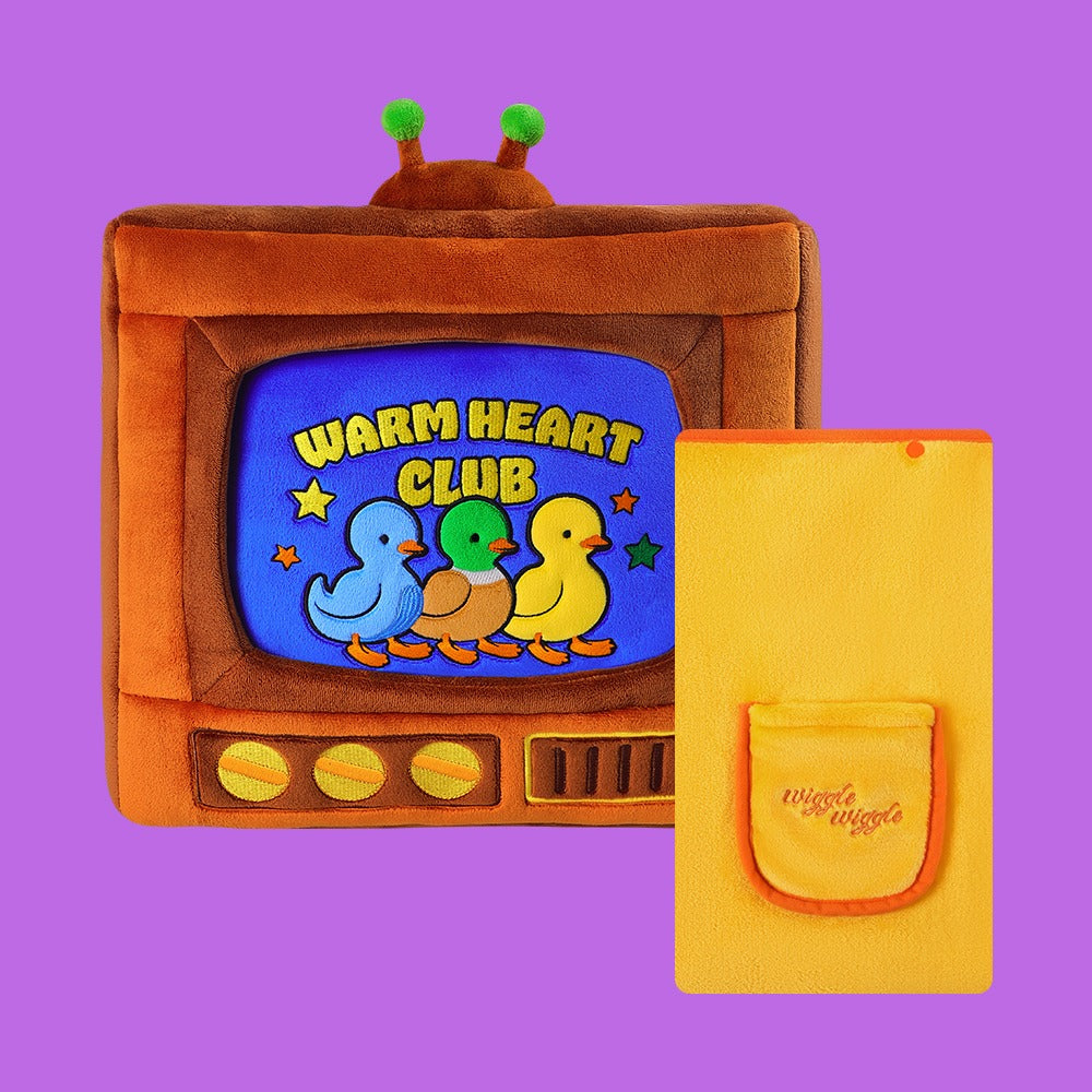 wiggle wiggle 抱枕兩用被 Duck Trio TV（聚酯纖維／電視造型／Duck Trio TV）