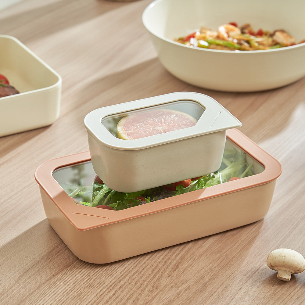 Neoflam Peach Pearl 蜜桃珀爾系列-FIKA ONE長方形陶瓷保鮮盒2件組