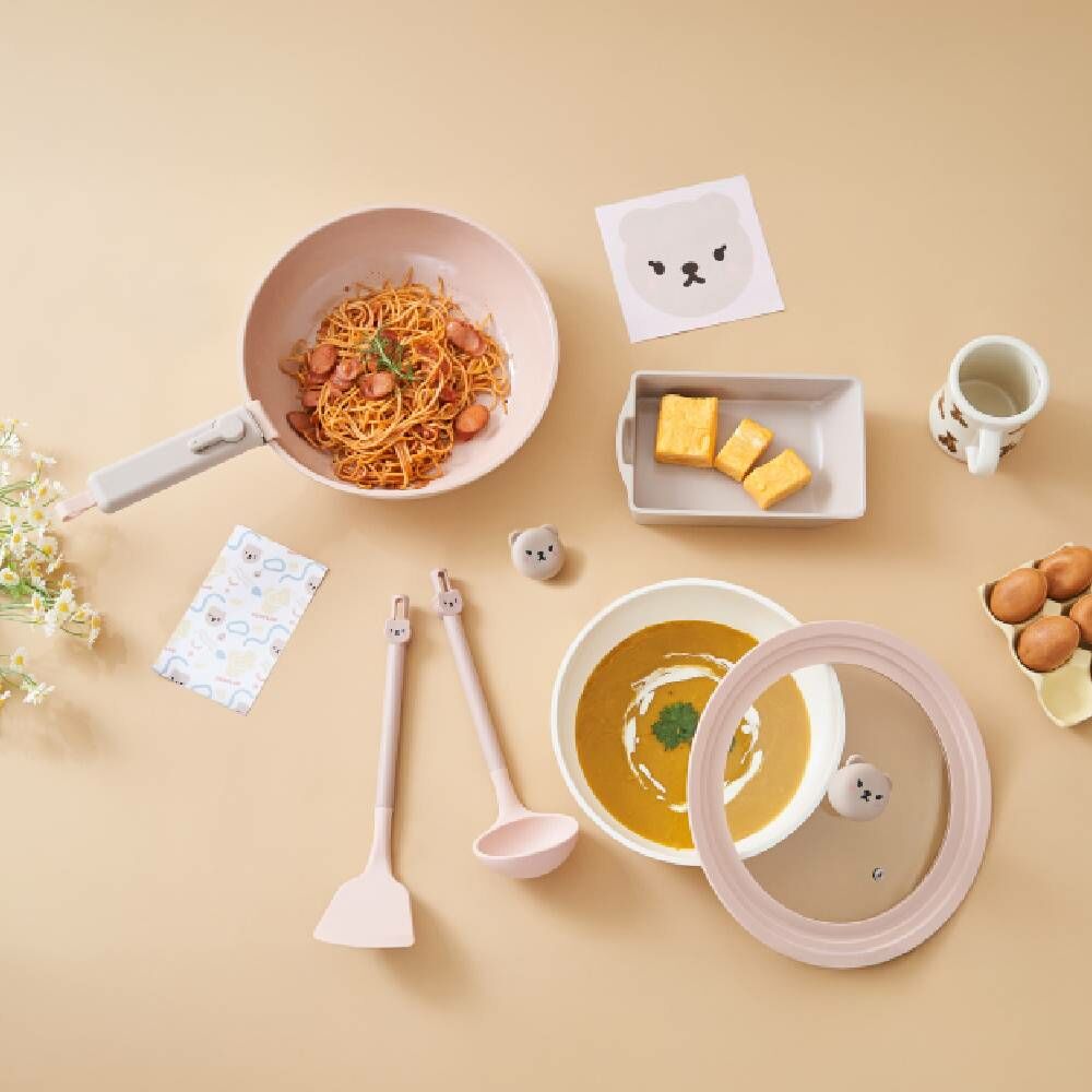 NEOFLAM Midas Plus 陶瓷塗層鍋5件組-小熊(噴砂全覆底-不挑爐具/IH爐可用)