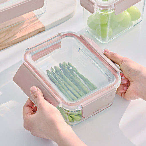 Glasslock 強化玻璃微波保鮮盒 櫻花粉晶透款