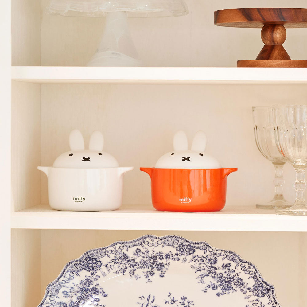 Miffy 陶瓷蒸煮碗 420ml 兔耳造型可微波便當碗