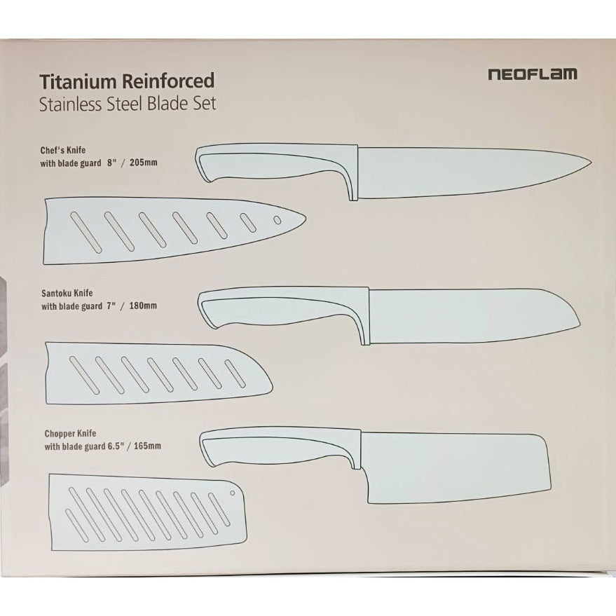 NEOFLAM 鈦金刀具6件組 奶茶粉 (含3刀+3刀鞘)