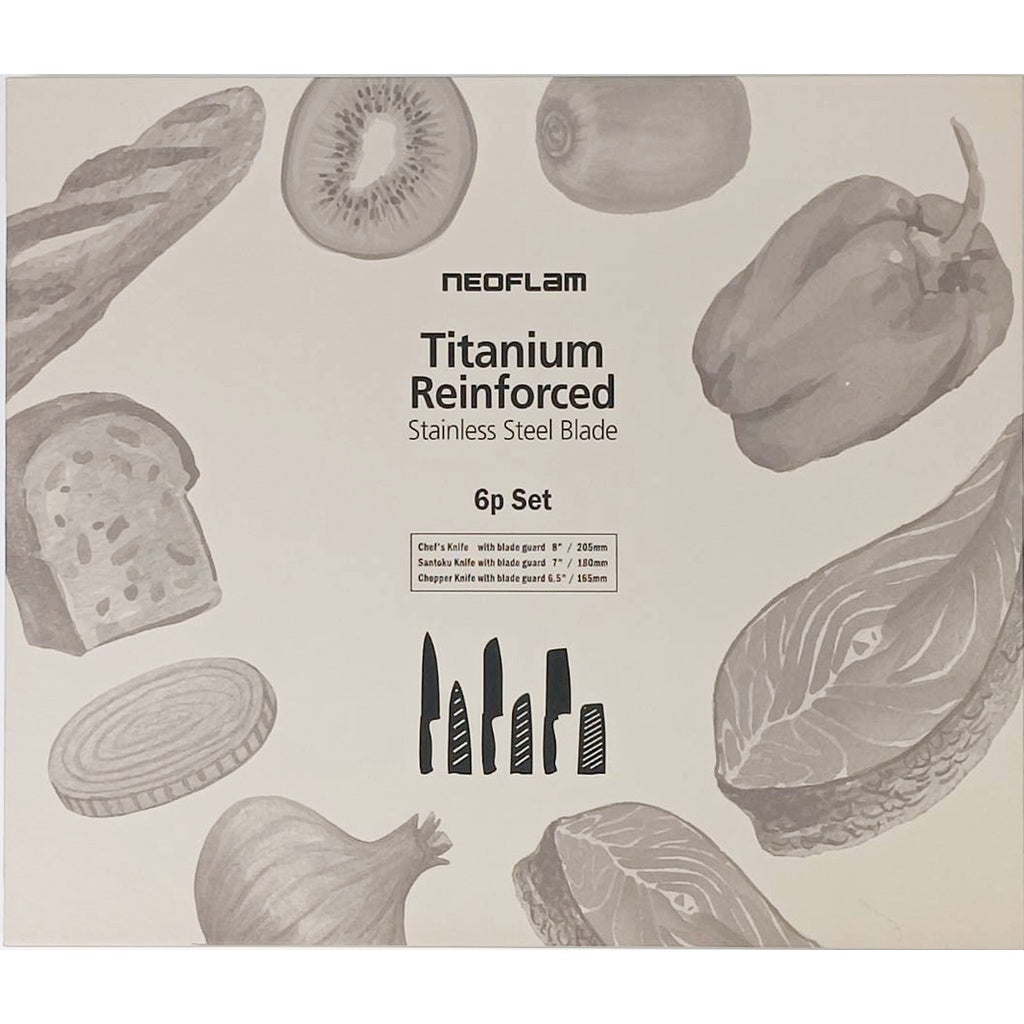 NEOFLAM 鈦金刀具6件組 奶茶粉 (含3刀+3刀鞘)