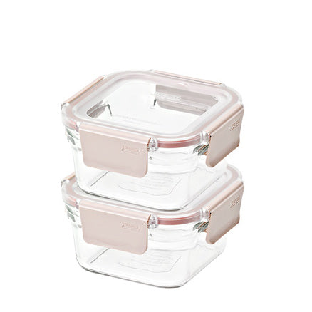 Glasslock 強化玻璃微波保鮮盒 櫻花粉晶透款