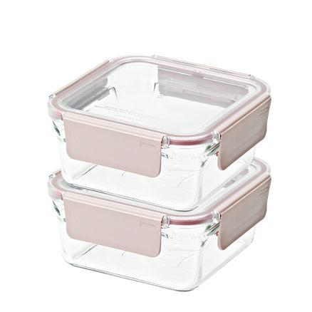 Glasslock 強化玻璃微波保鮮盒 櫻花粉晶透款